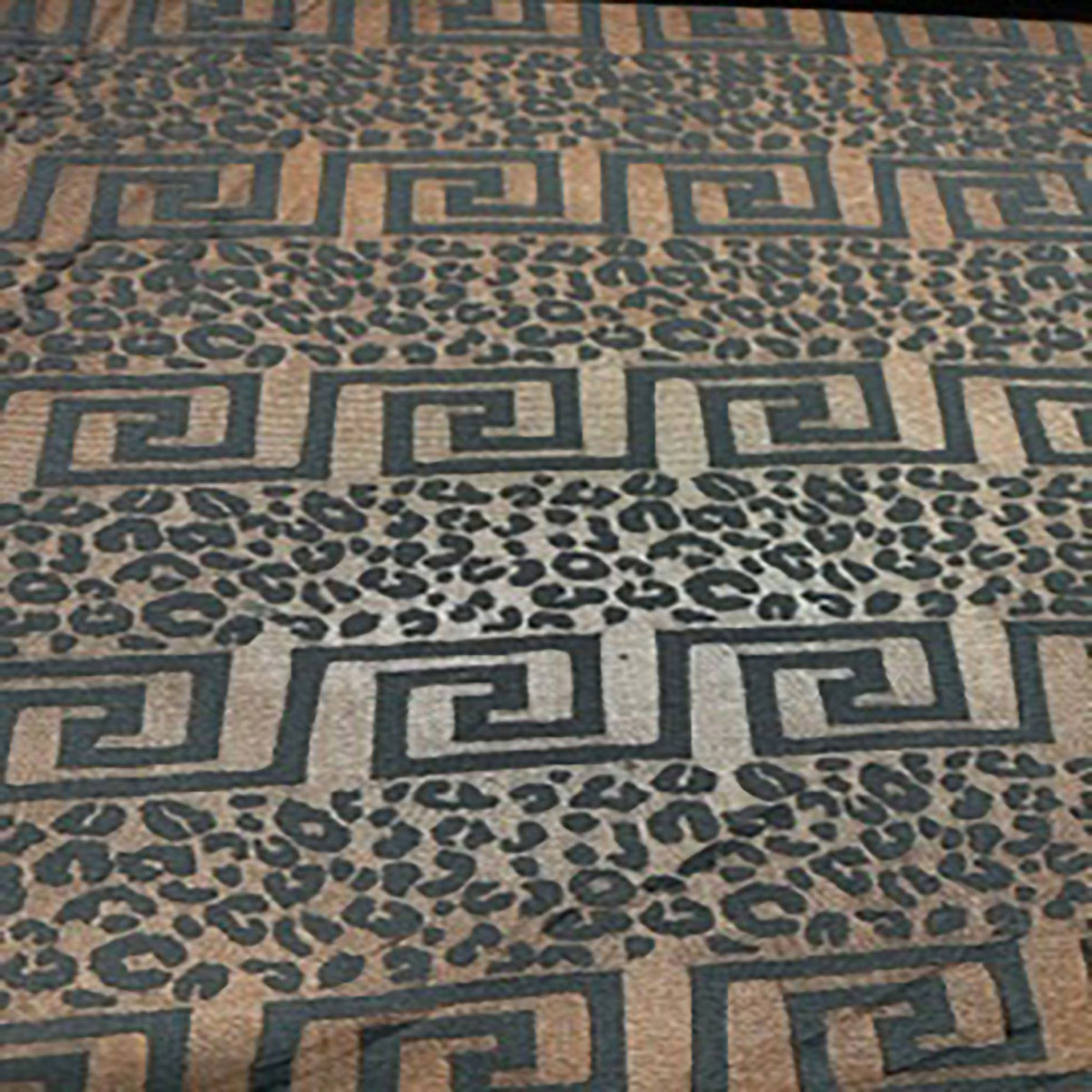 Mesh Geometric Greek Pattern Leopard Burnout Fabric | Spandex Palace