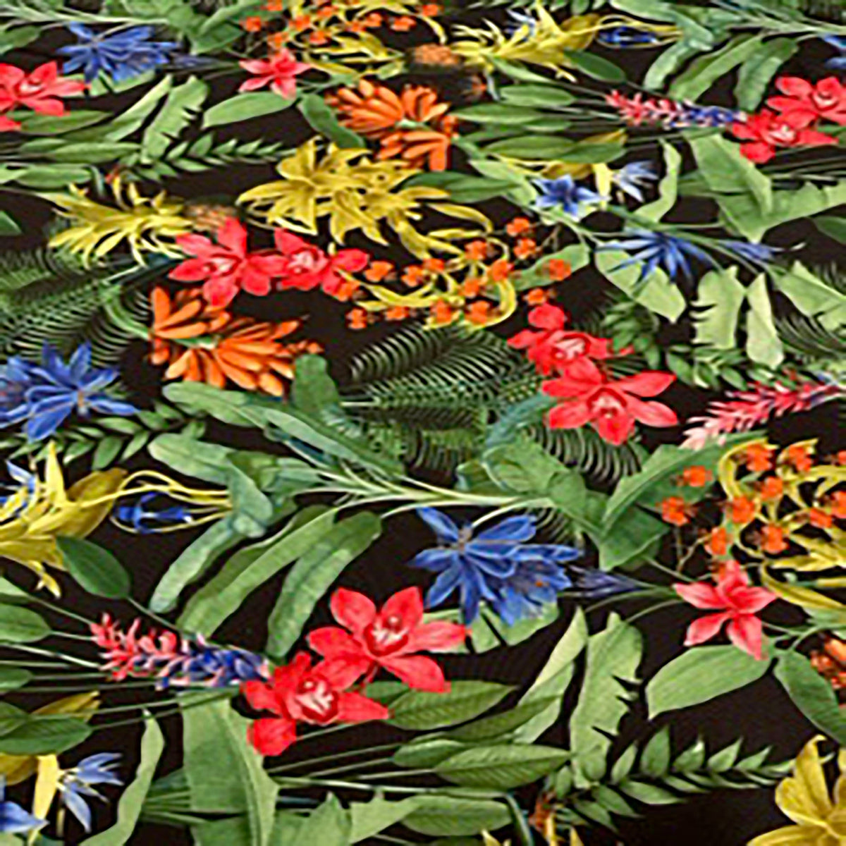 Tropical Jungle Floral Print Poly 4-Way Stretch Fabric| Spandex Palace