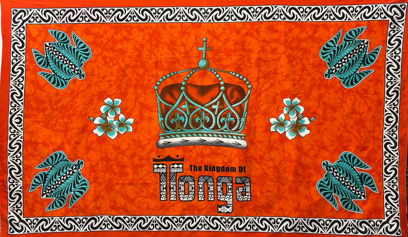 Kingdom of Tonga Crown Turtle Plumeria Sarong | Islands Fabric
