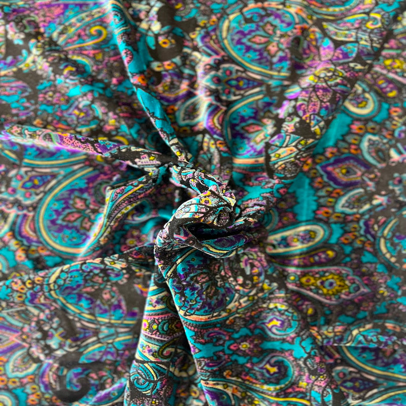 Sur Multicolor Burnout Stretch Velvet Fabric
