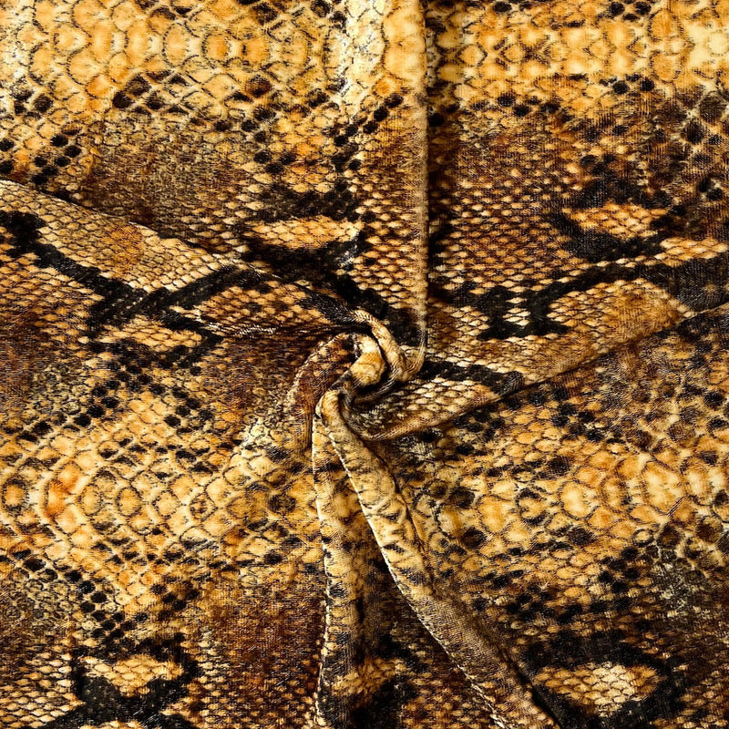 Snakeskin Printed Stretch Velvet Spandex Fabric