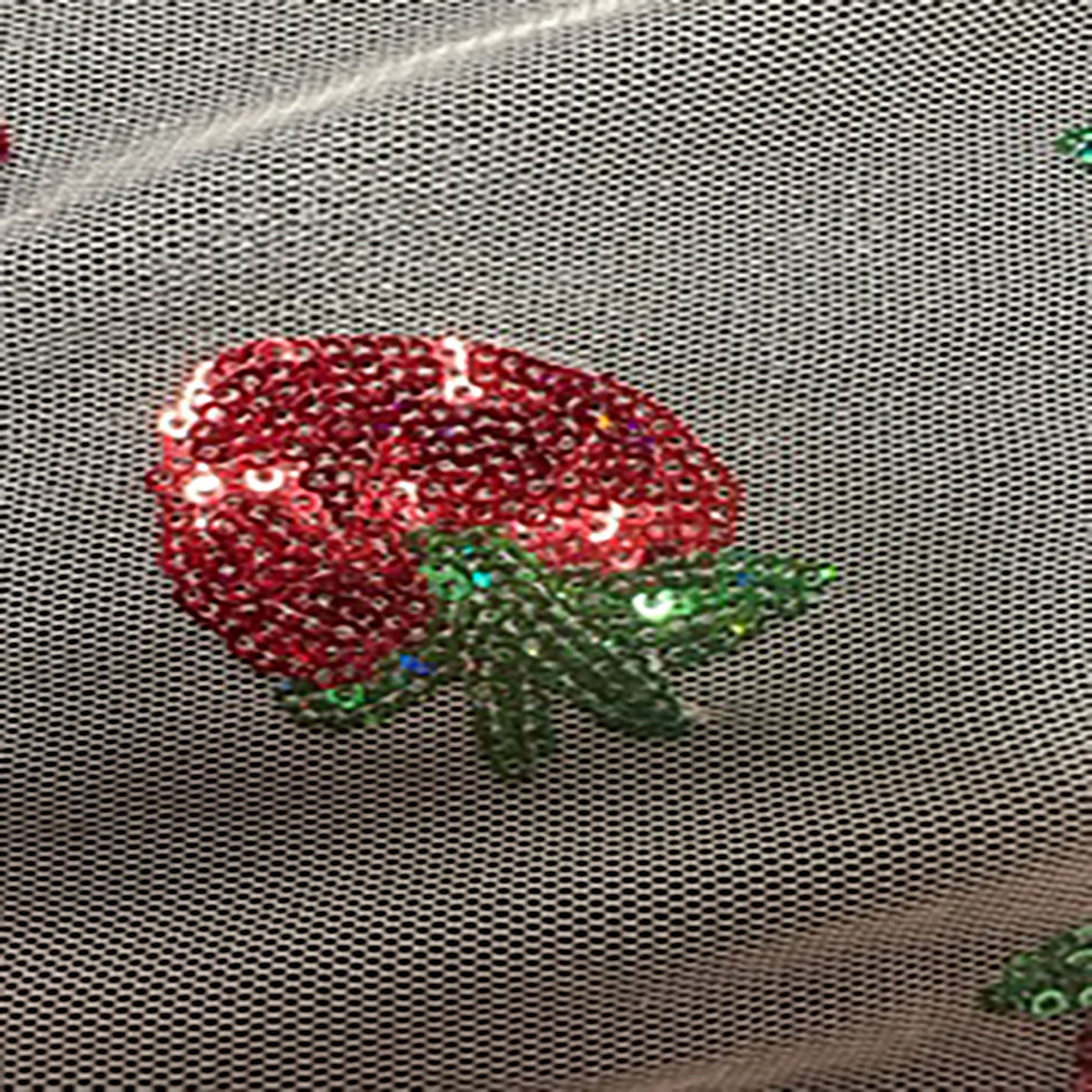 Sequin Strawberry Shimmer Polyester Mesh Fabric | Spandex palace