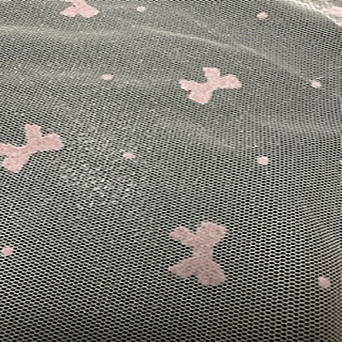 Mesh Bow Flocked Polyester Fabric | Spandex Palace