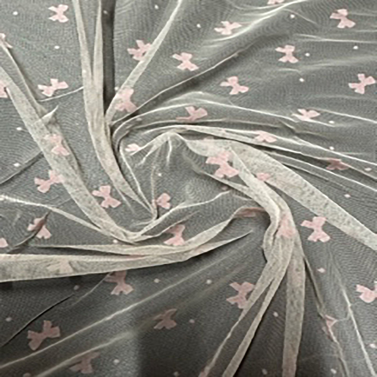 Mesh Bow Flocked Polyester Fabric | Spandex Palace