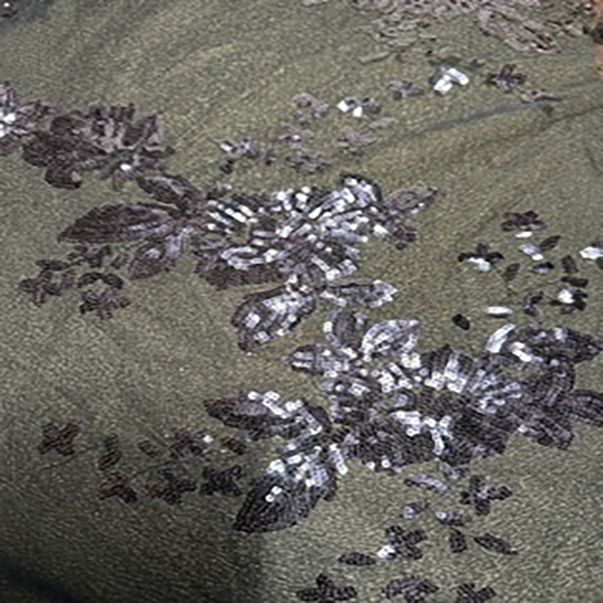 Floral Sequin Elite Embroidery Polyester Fabric | Spandex Palace