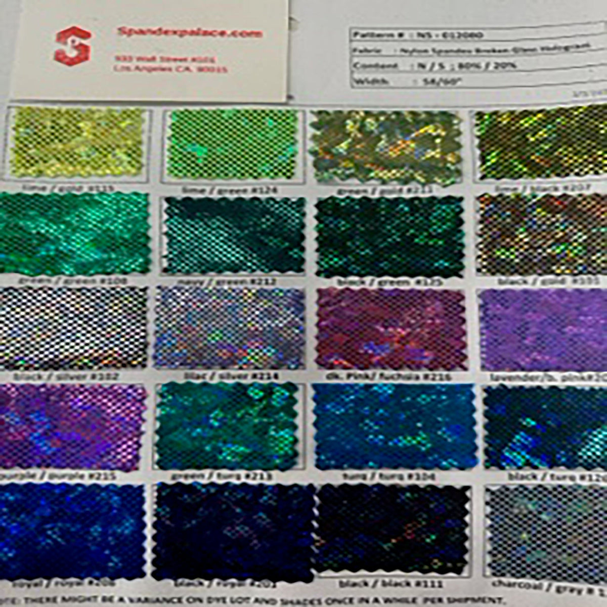 Broken Glass Hologram Color Card | Spandex Palace