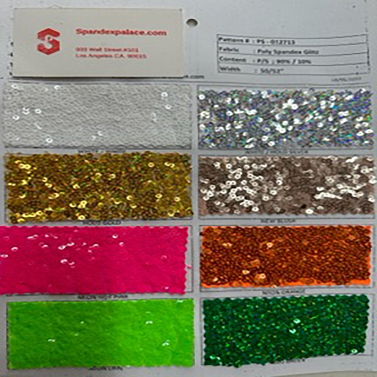 4-Way Stretch Polyester Spandex Sequin Fabrics Color Card | Spandex Palace