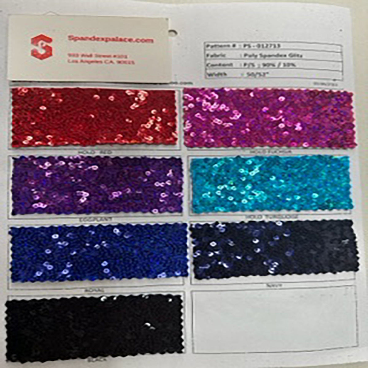 4-Way Stretch Polyester Spandex Sequin Fabrics Color Card | Spandex Palace