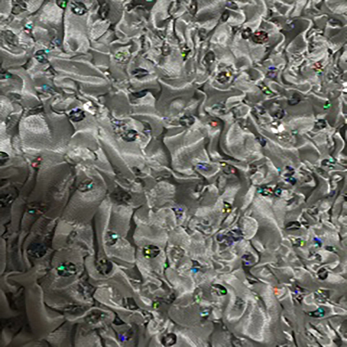Satin Curly Sequins Poly Mechanical Stretch Fabric | Spandex Palace