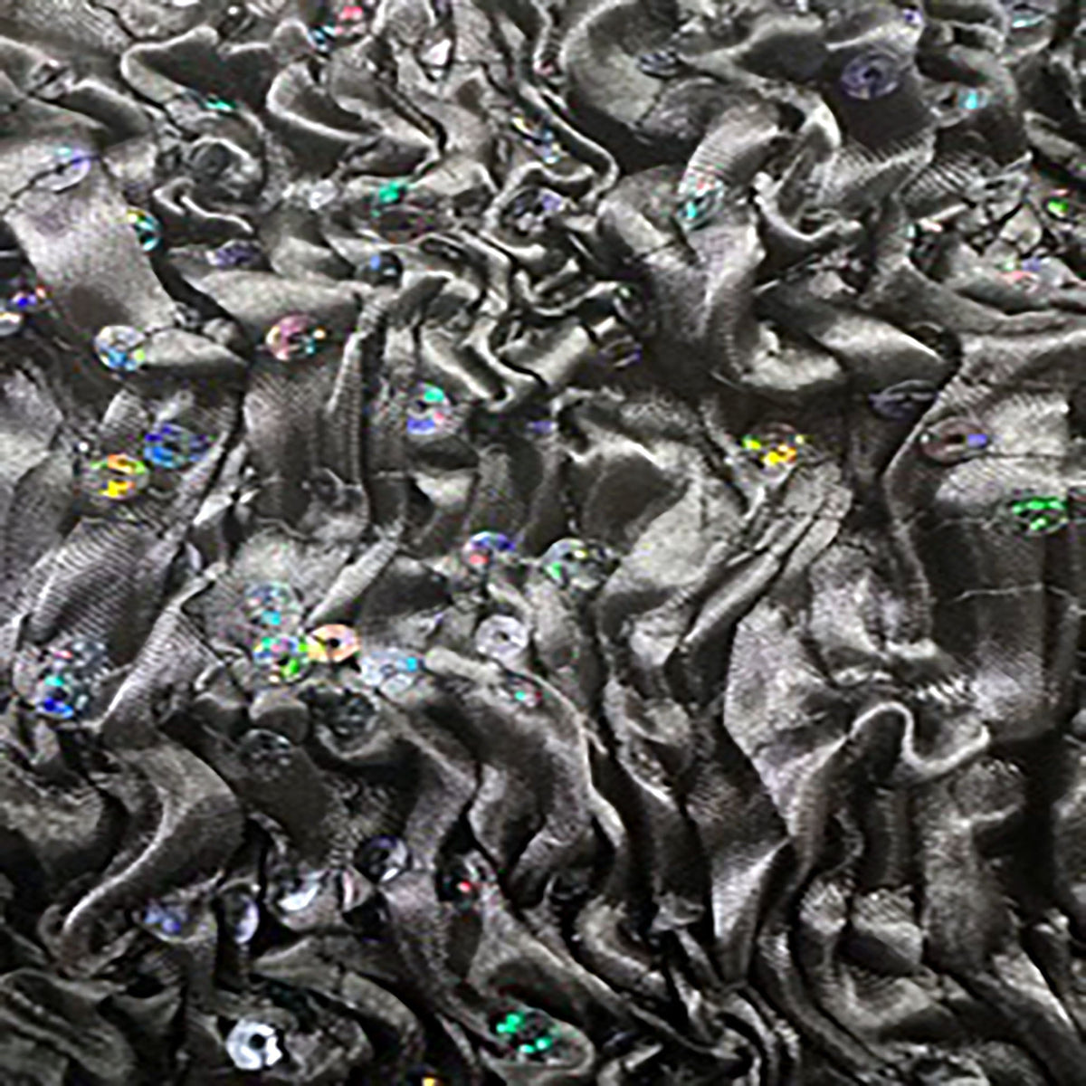 Satin Curly Sequins Poly Mechanical Stretch Fabric | Spandex Palace