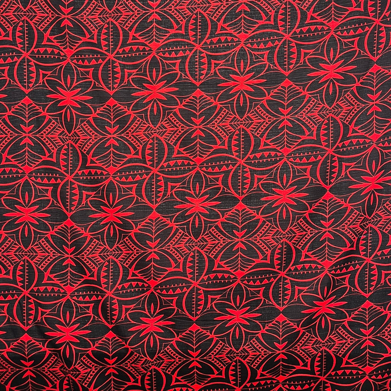 Traditional Polynesian Geometric Design Light Barkcloth Fabric | Islands Fabric
