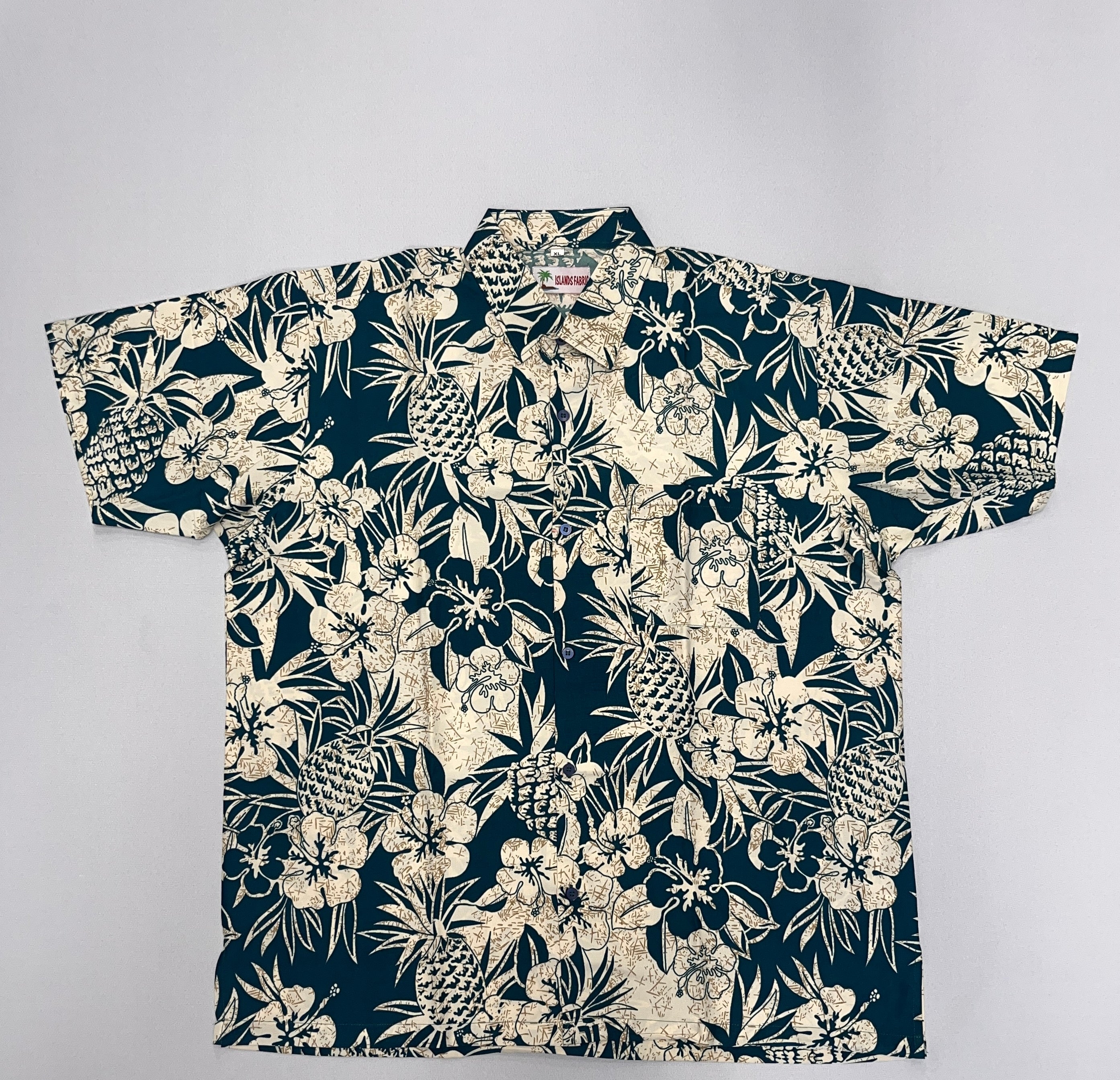 Pineapple Hibiscus Hawaiian Cotton Shirt | Islands Fabric