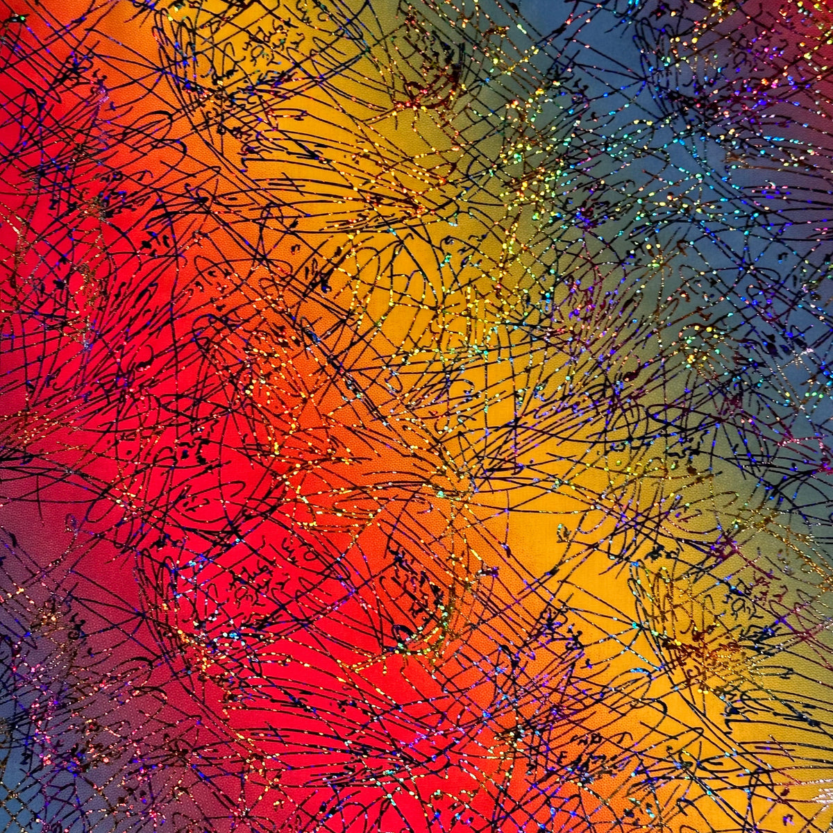 Multi Holo Dancing Splash Polyester Spandex Fabric | Spandex Palace