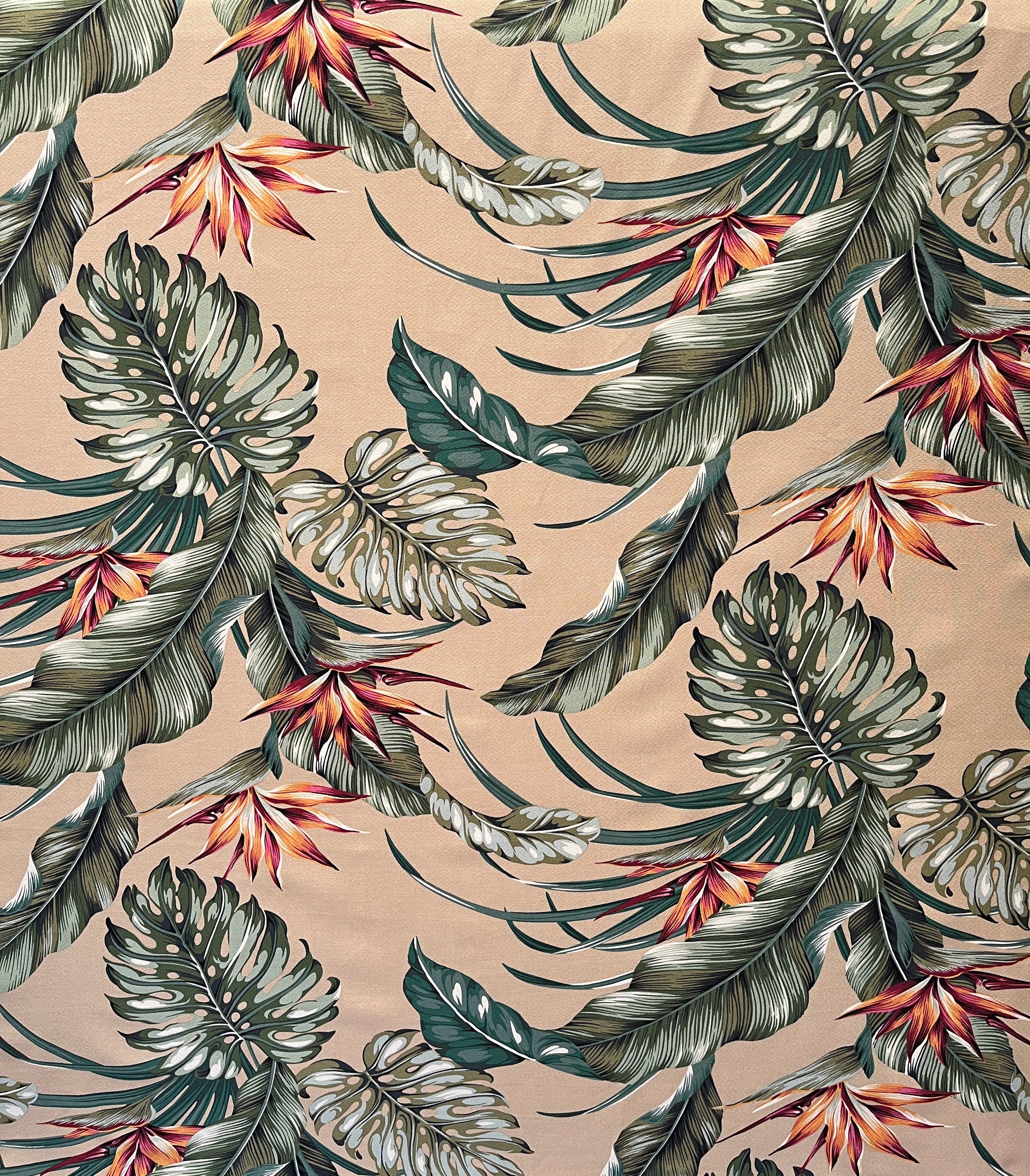 Monstera Banana Leaves Birds of Paradise Upholstery Fabric | Islands Fabric