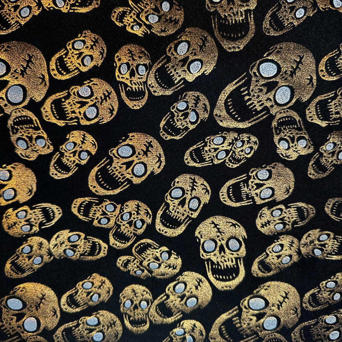 4-Way Skull Double Foil Print Stretch Nylon Fabric | Spandex Palace