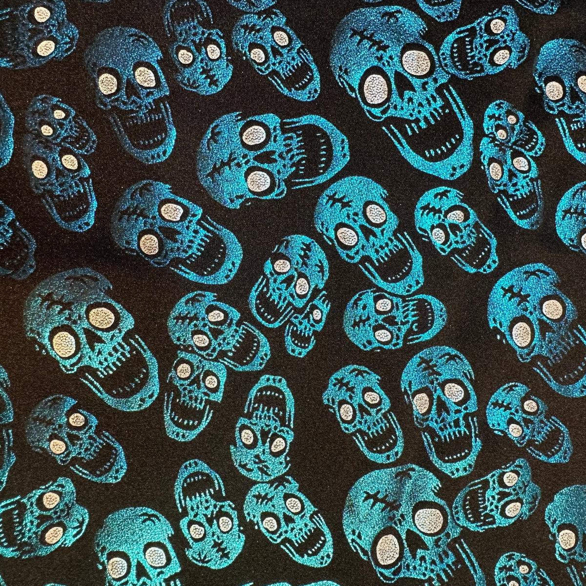 4-Way Skull Double Foil Print Stretch Nylon Fabric | Spandex Palace