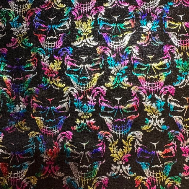 Luminous Radiant Skull Print Flex Nylon Spandex Fabric| Spandex Palace