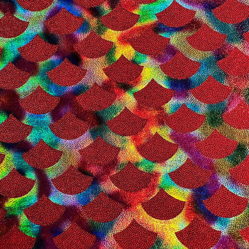 Mermaid Radiant Rainbow Foil Print 4-Way Nylon Stretch Fabric | Spandex Palace