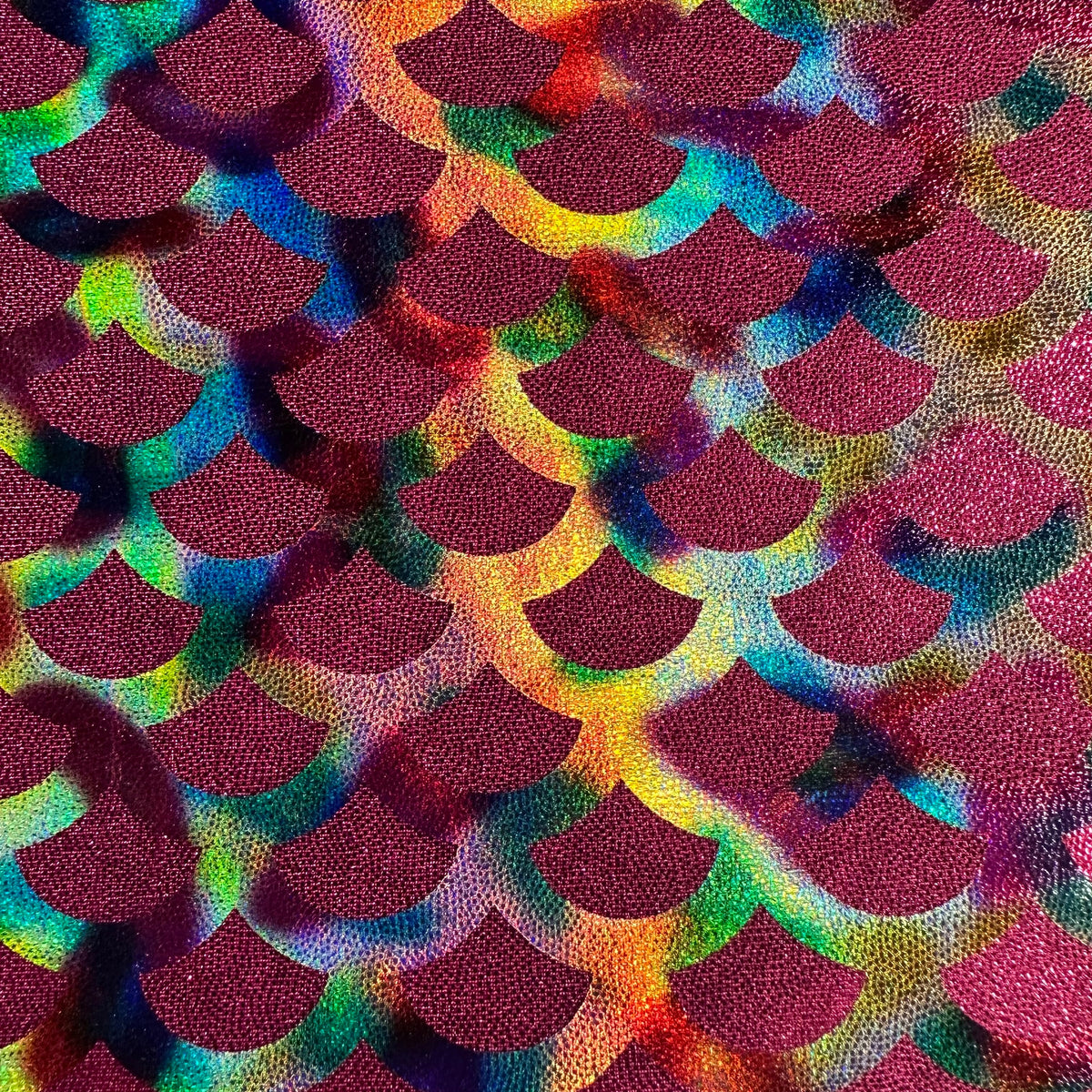 Mermaid Radiant Rainbow Foil Print 4-Way Nylon Stretch Fabric | Spandex Palace