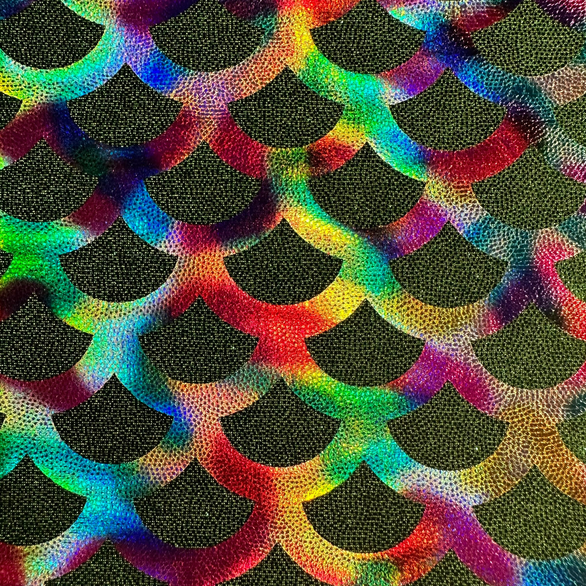 Mermaid Radiant Rainbow Foil Print 4-Way Nylon Stretch Fabric | Spandex Palace