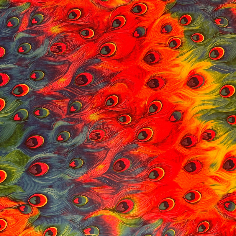 Majestic Peacock Print 4-Way Poly Spandex Fabric | Spandex Palace