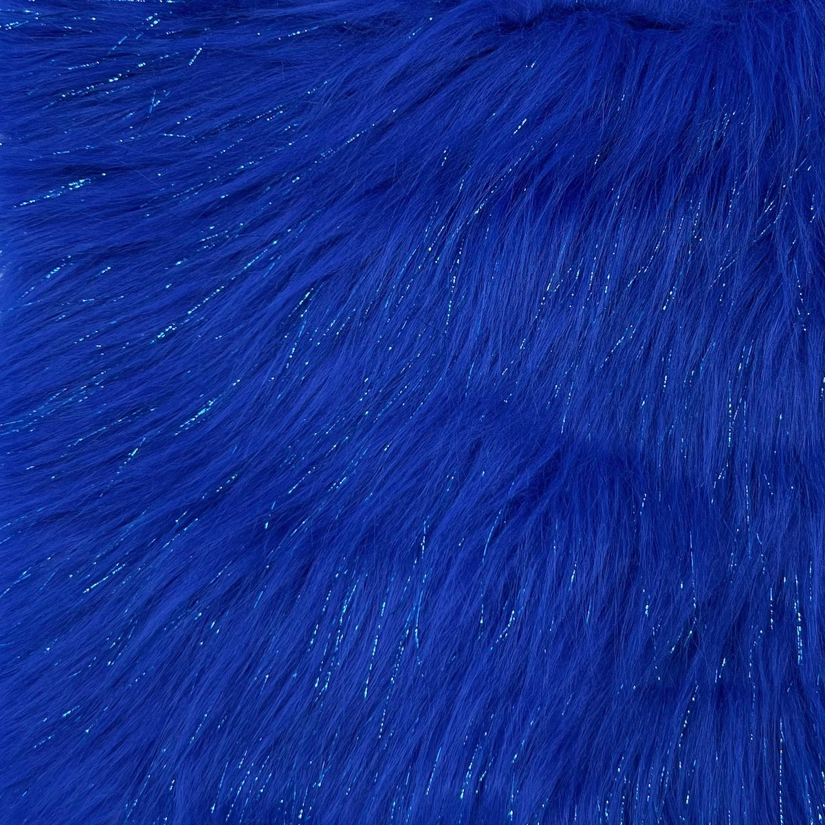 Tinsel Sparkle Glitter Long Pile Shaggy Faux Fur Fabric