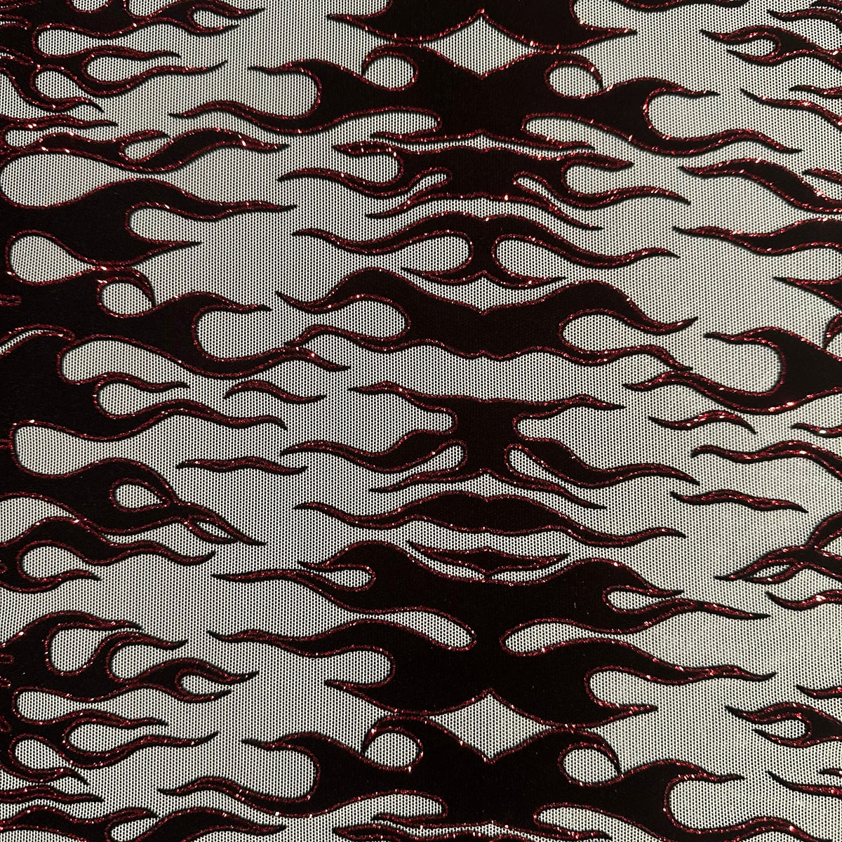 Mesh Nylon Spandex 4-Way Glitter Flame Stretch Fabric | Spandex Palace