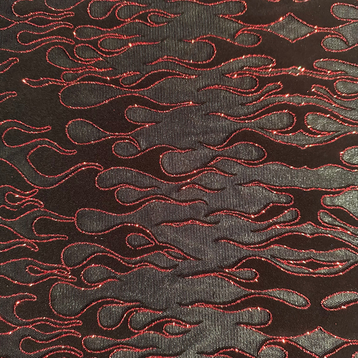 Mesh Nylon Spandex 4-Way Glitter Flame Stretch Fabric | Spandex Palace