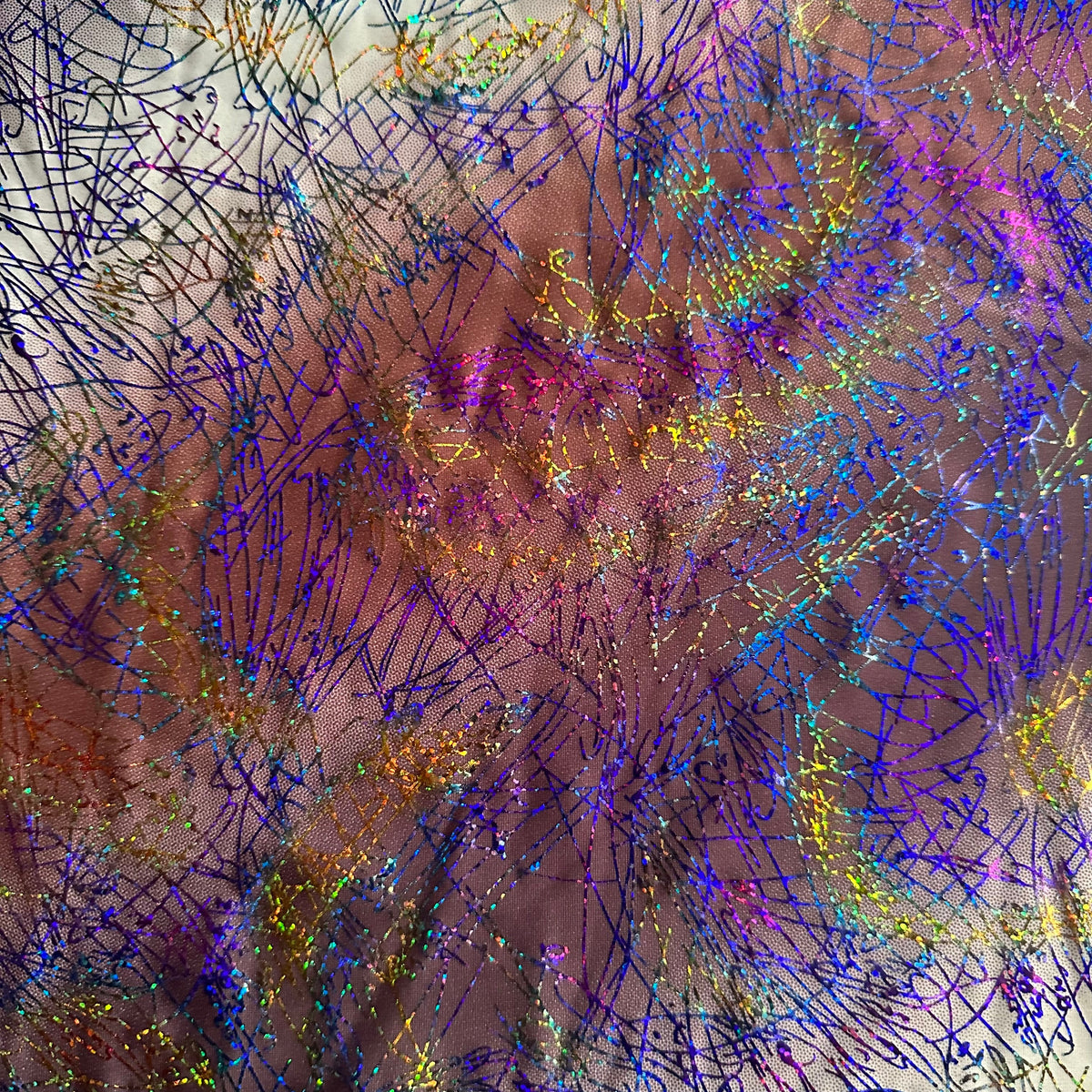Multi Holo Dancing Splash Polyester Spandex Fabric | Spandex Palace