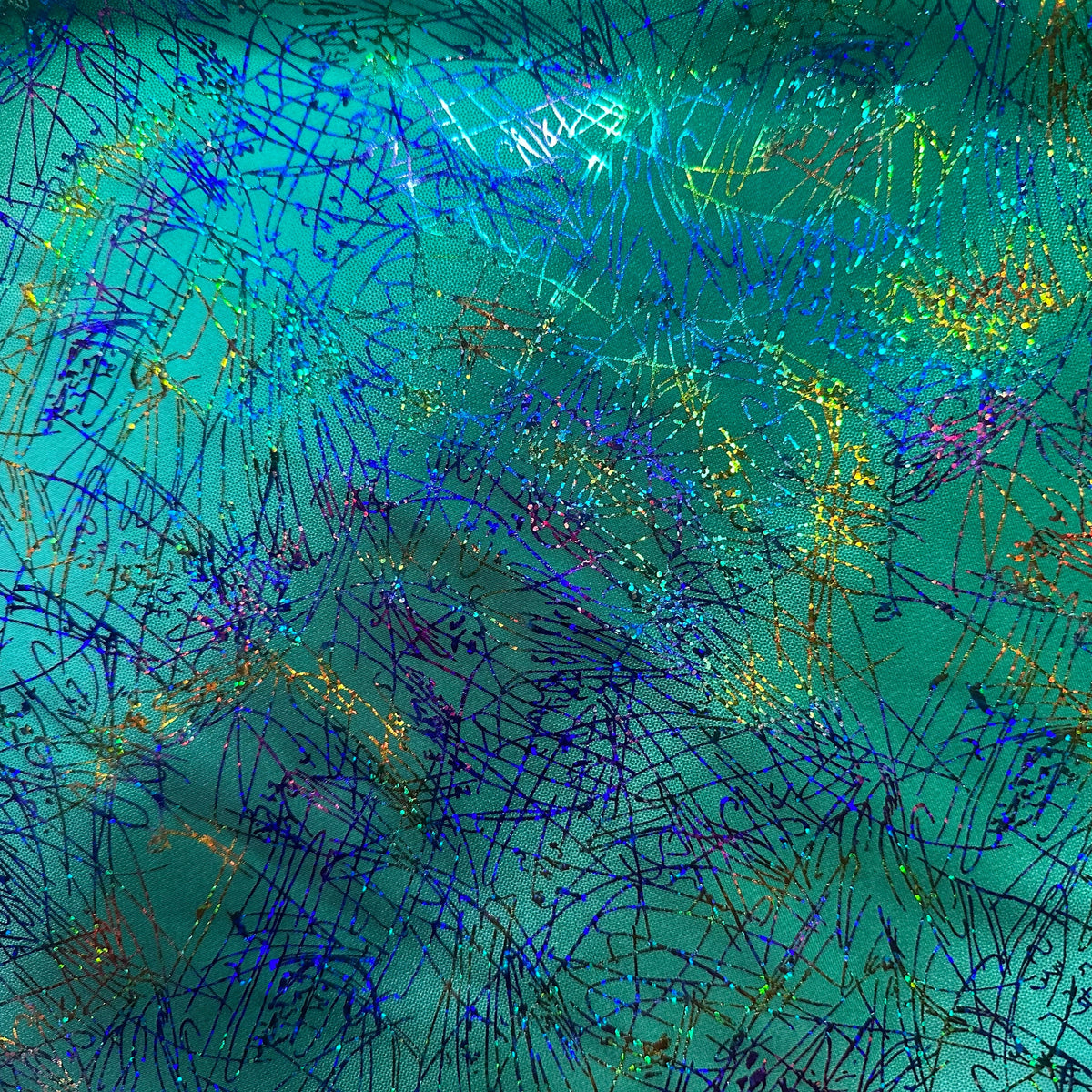 Multi Holo Dancing Splash Polyester Spandex Fabric | Spandex Palace