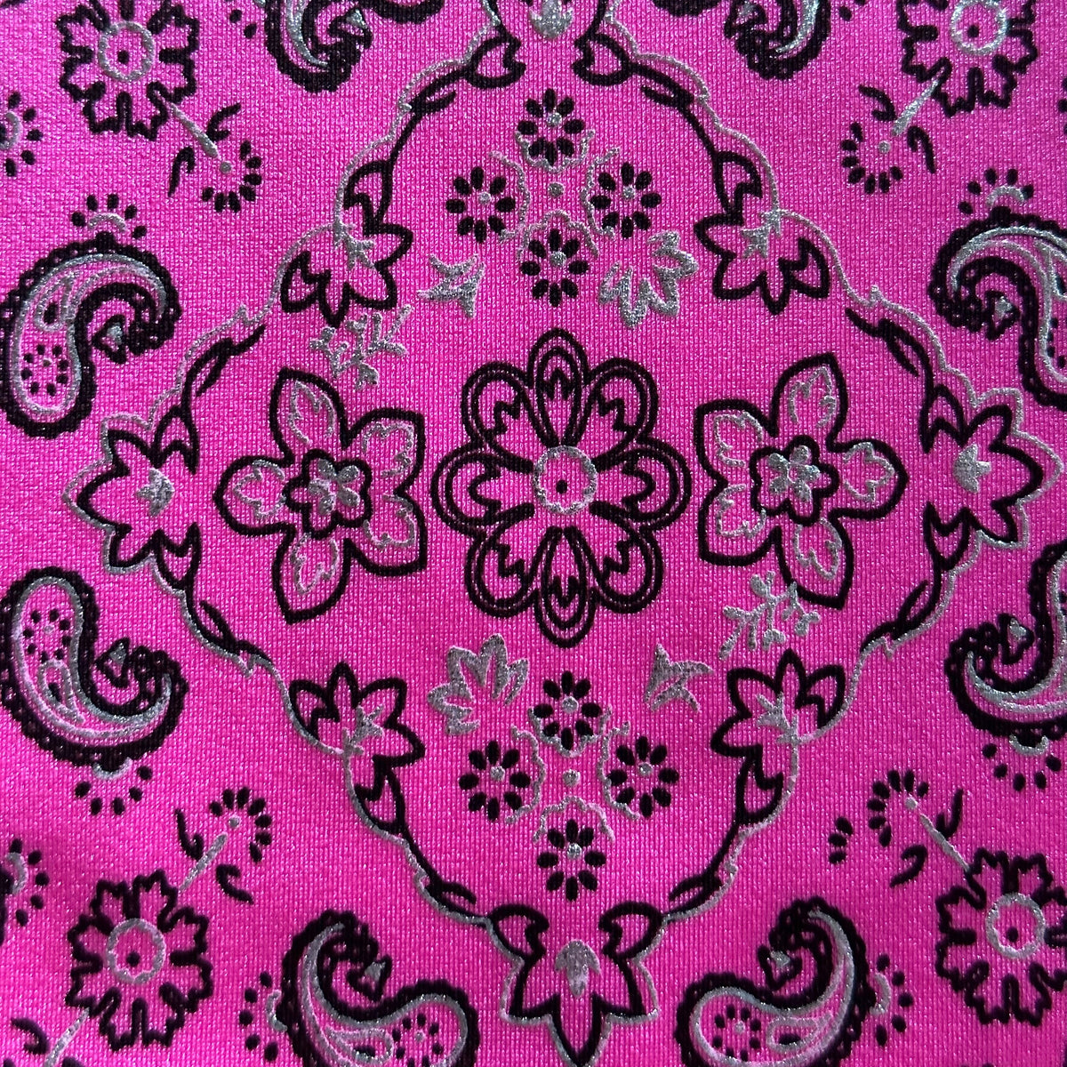 Stretch Nylon Spandex Fabric with Bandana Design and Foil | Spandex Palace