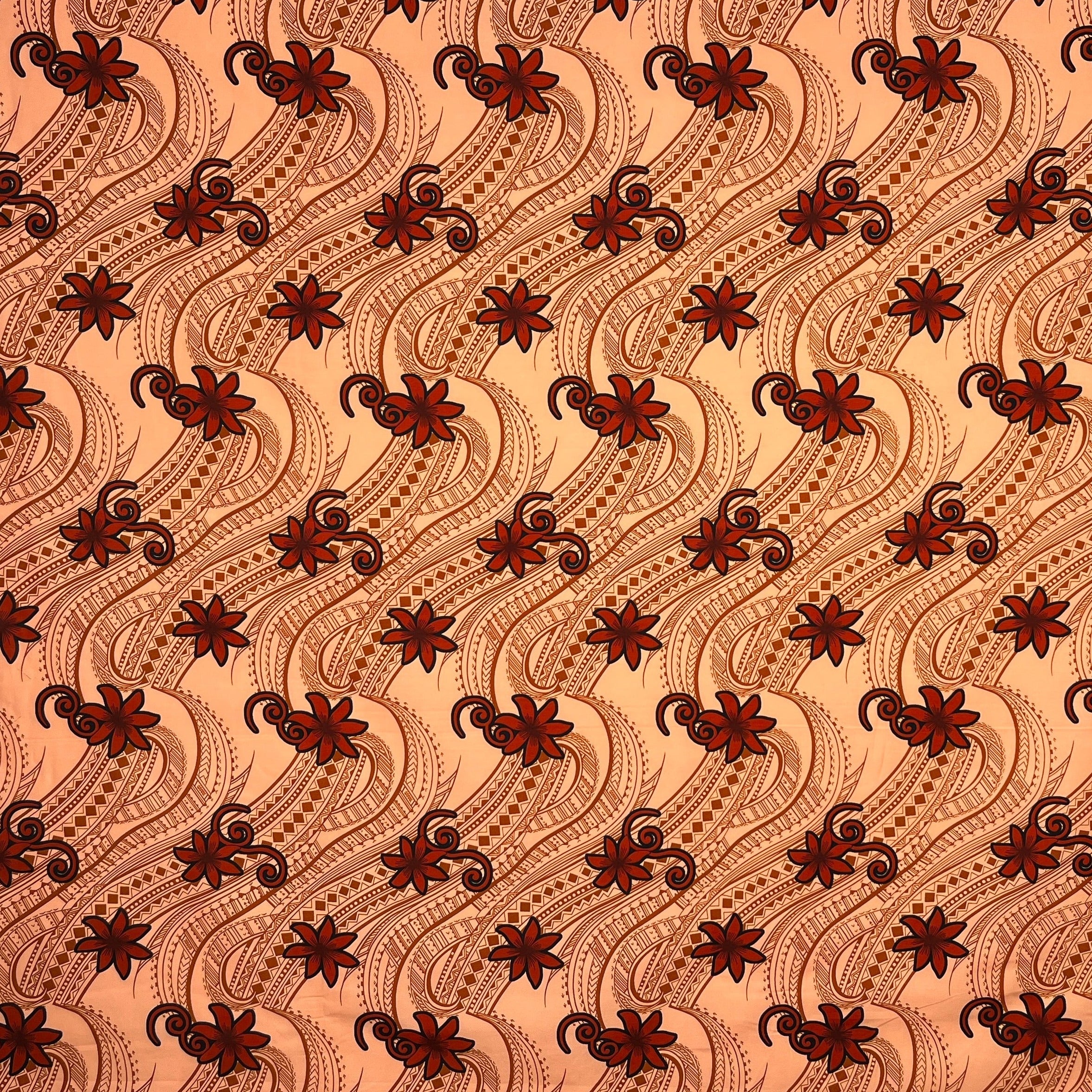 Tiare Waves Traditional Tattoo Polyester Fabric | Islands Fabric