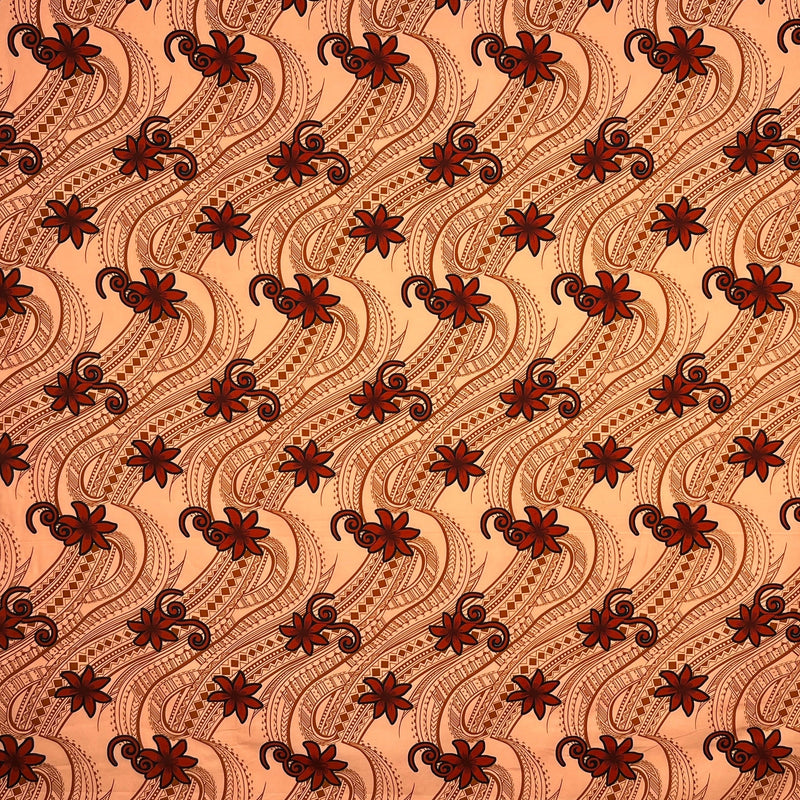 Tiare Waves Traditional Tattoo Polyester Fabric | Islands Fabric