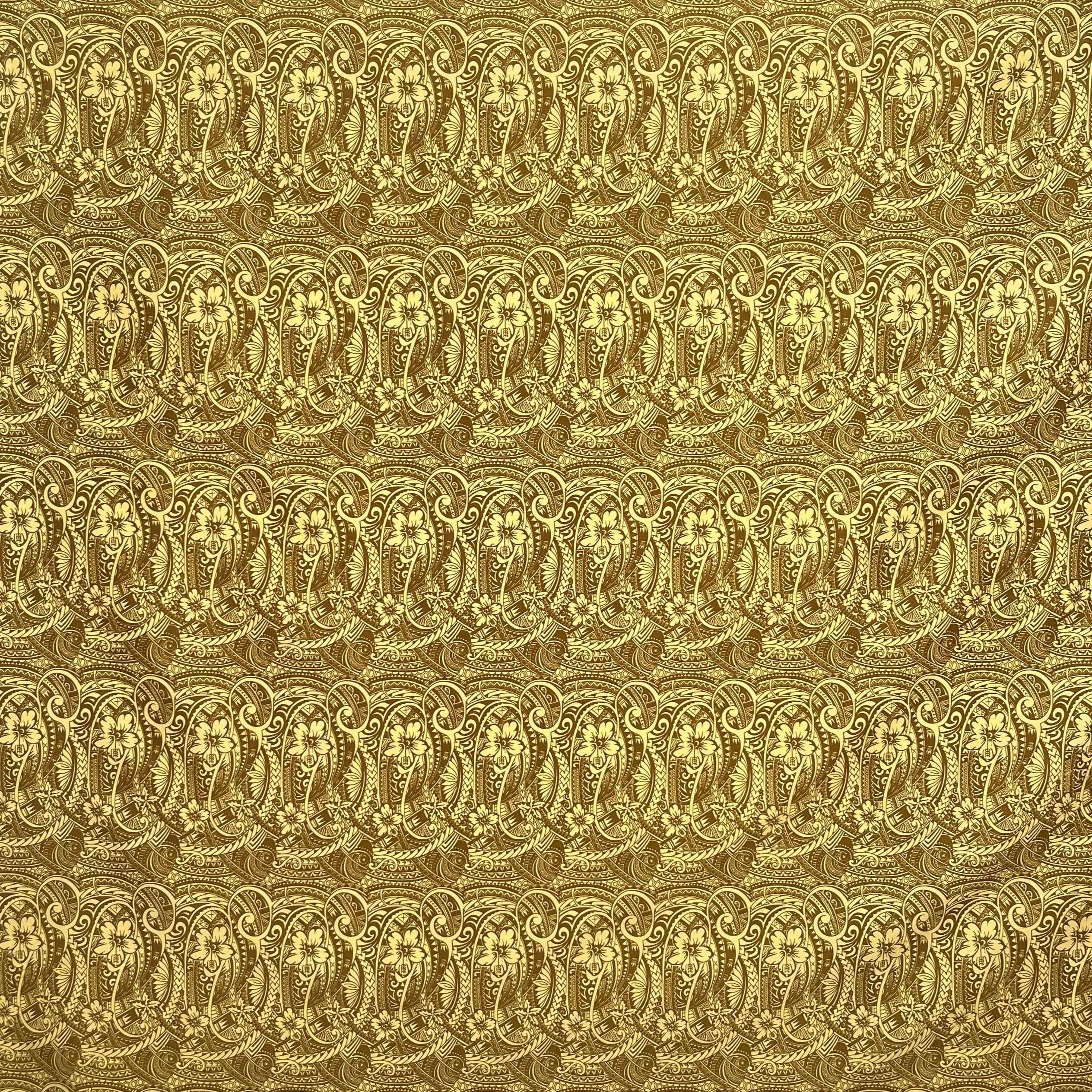 Mini Hibiscus Flowers Traditional Polynesian Tattoo Polyester Fabric | Islands Fabric