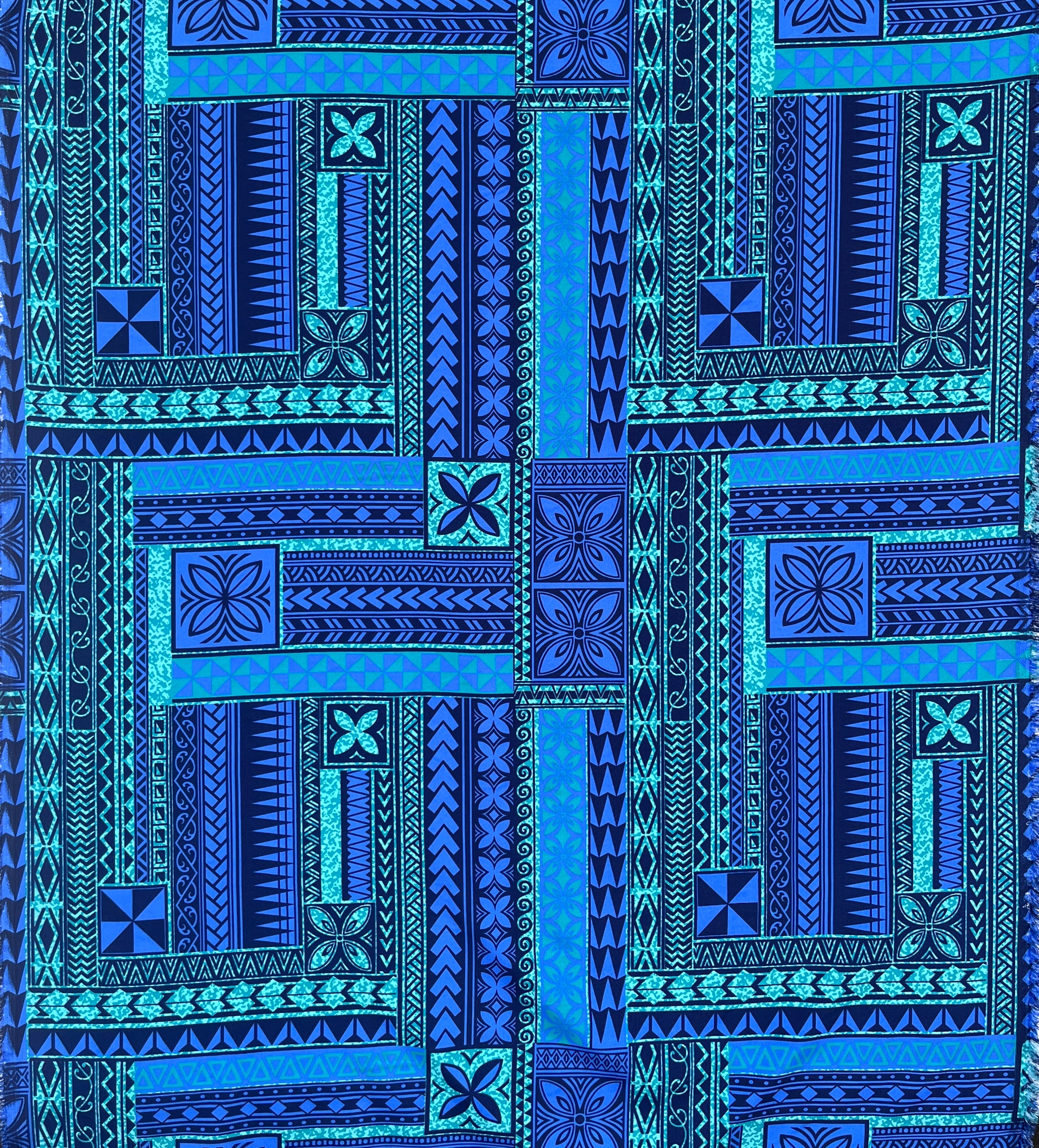 Polynesian Geometric Symmetrical design Peachskin Fabric | Islands Fabric