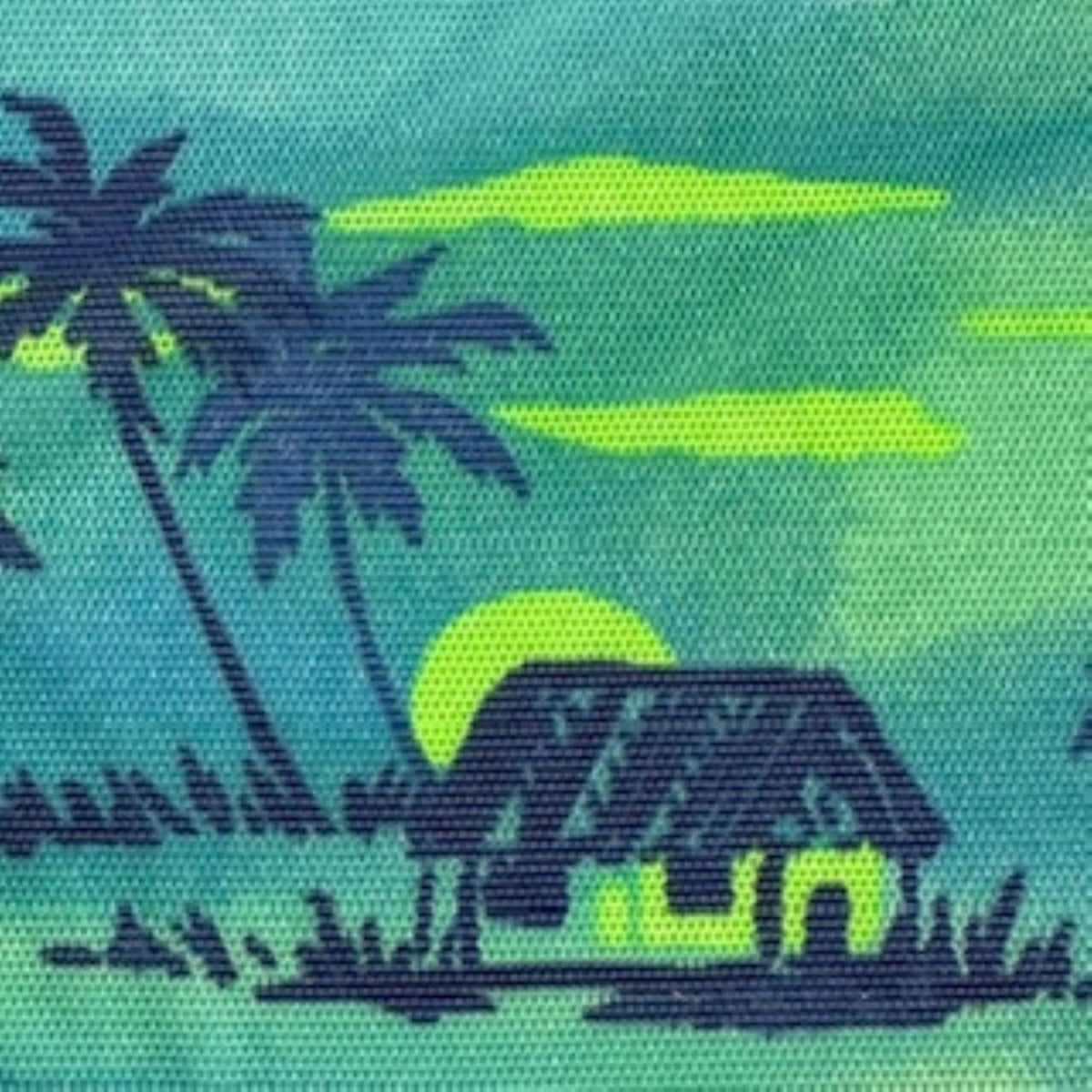 4-Way Mesh Tropical Island Print Nylon Stretch Fabric | Spandex Palace