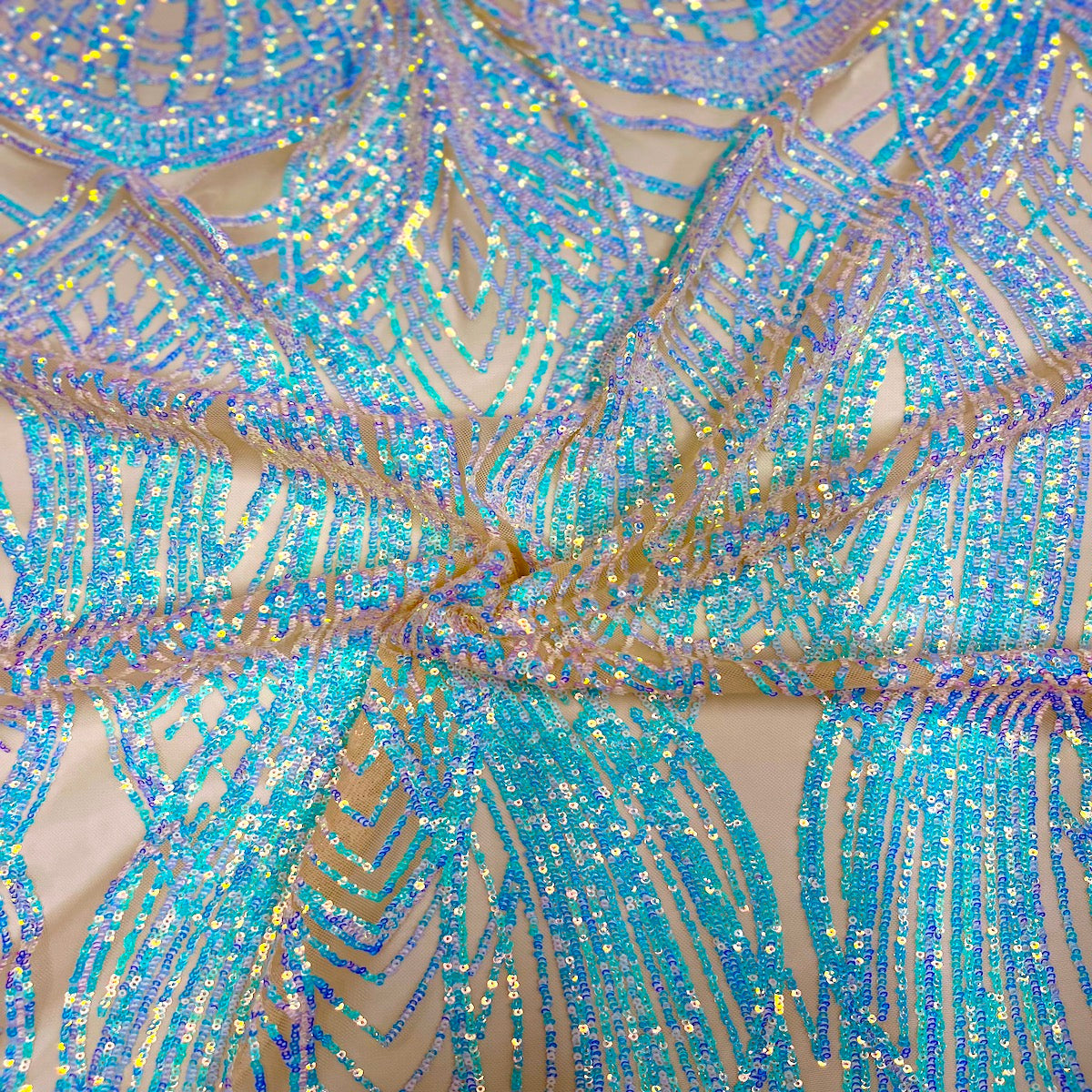 Selena Wave Stretch Sequins Fabric