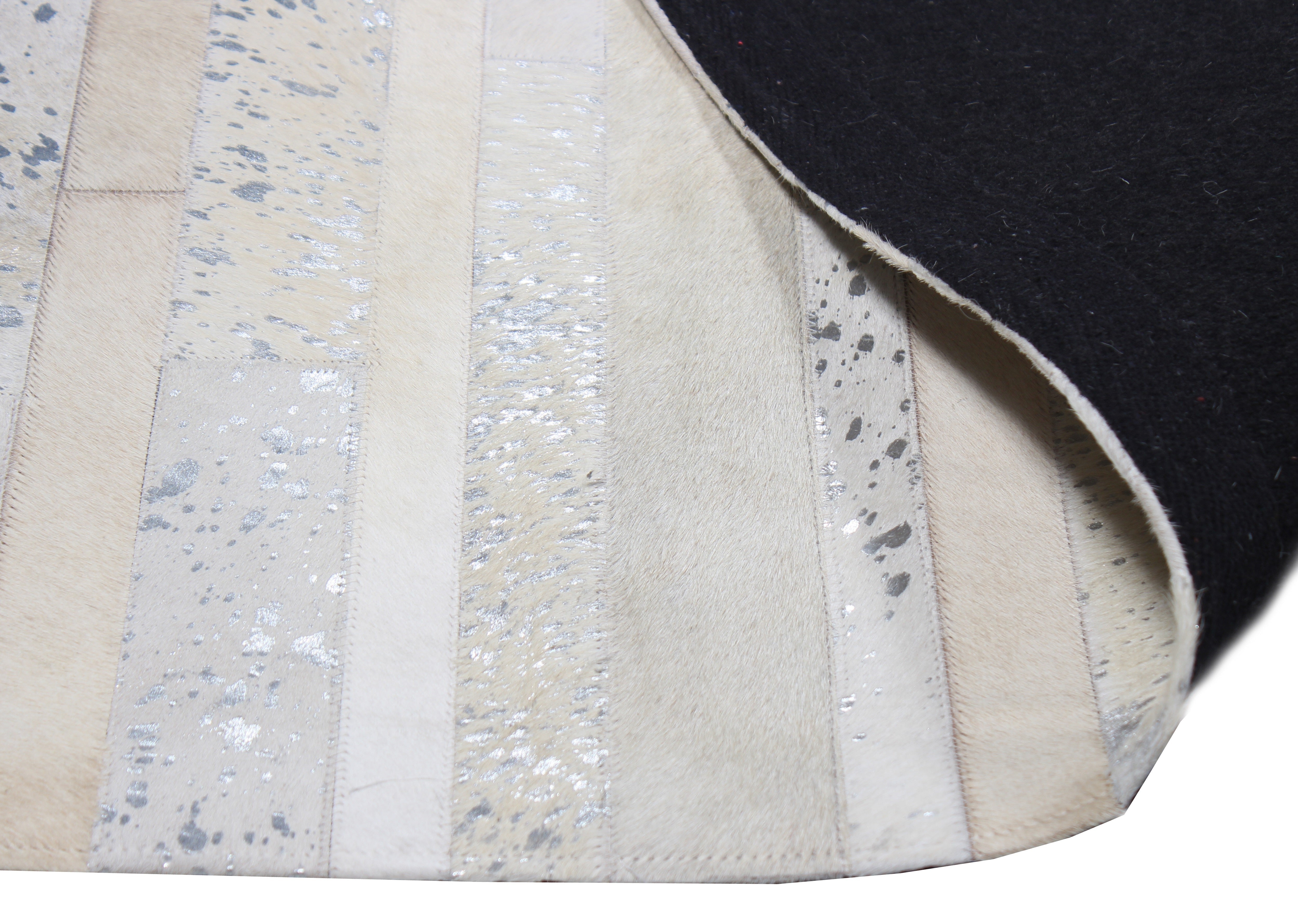 White Metallic Patchwork Cowhide Area Rug PCH200