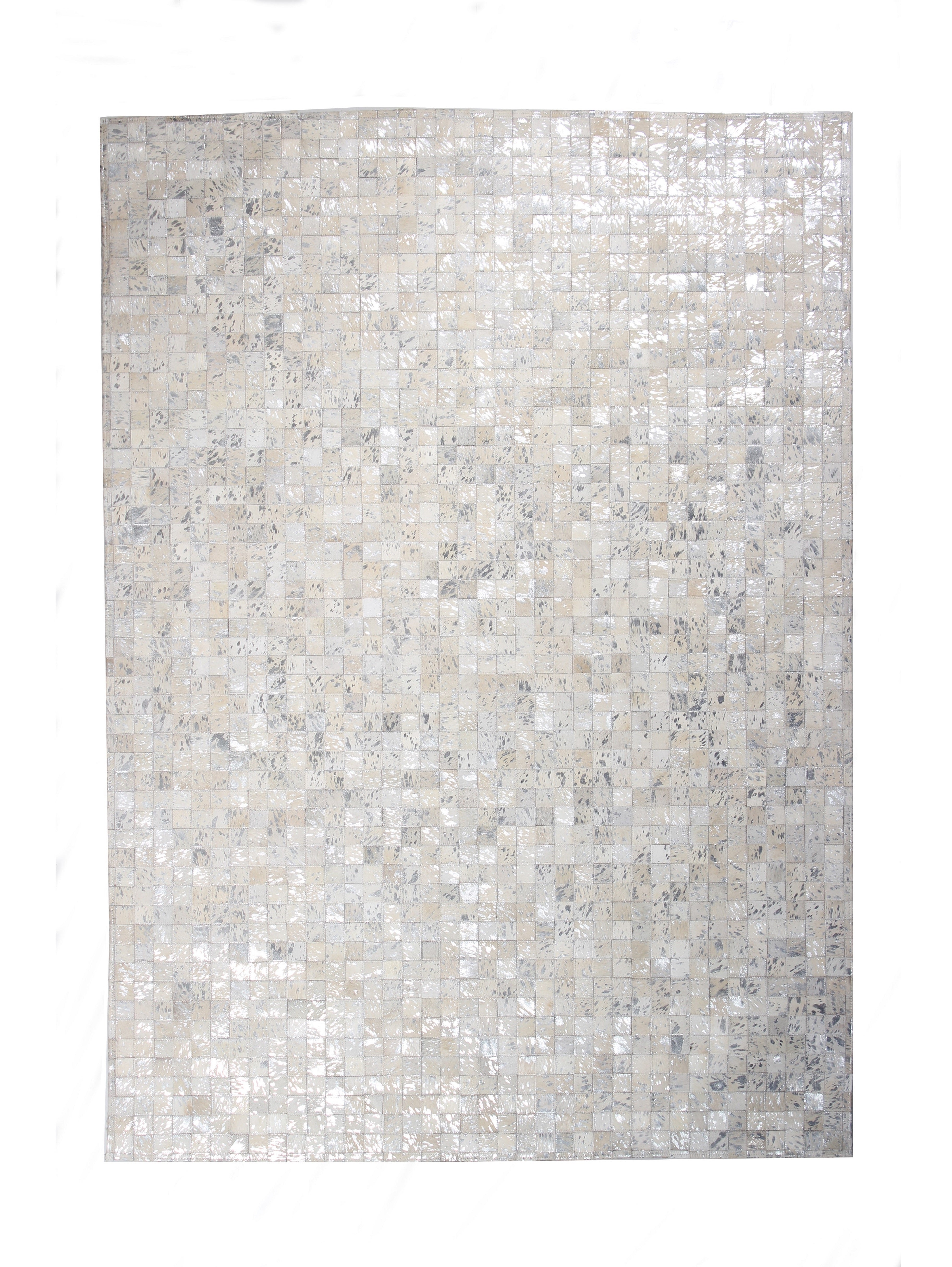 Natural Cowhide Leather Patchwork Tile Area Rug