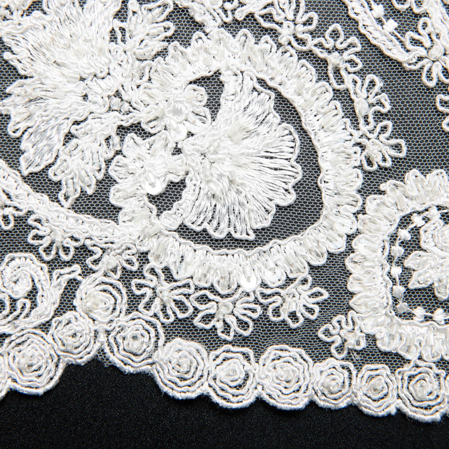 Tulle Lace Fabric Embroidered with Sequins and Intricate Floral Pattern 52" Wide | Exquisite Fabric
