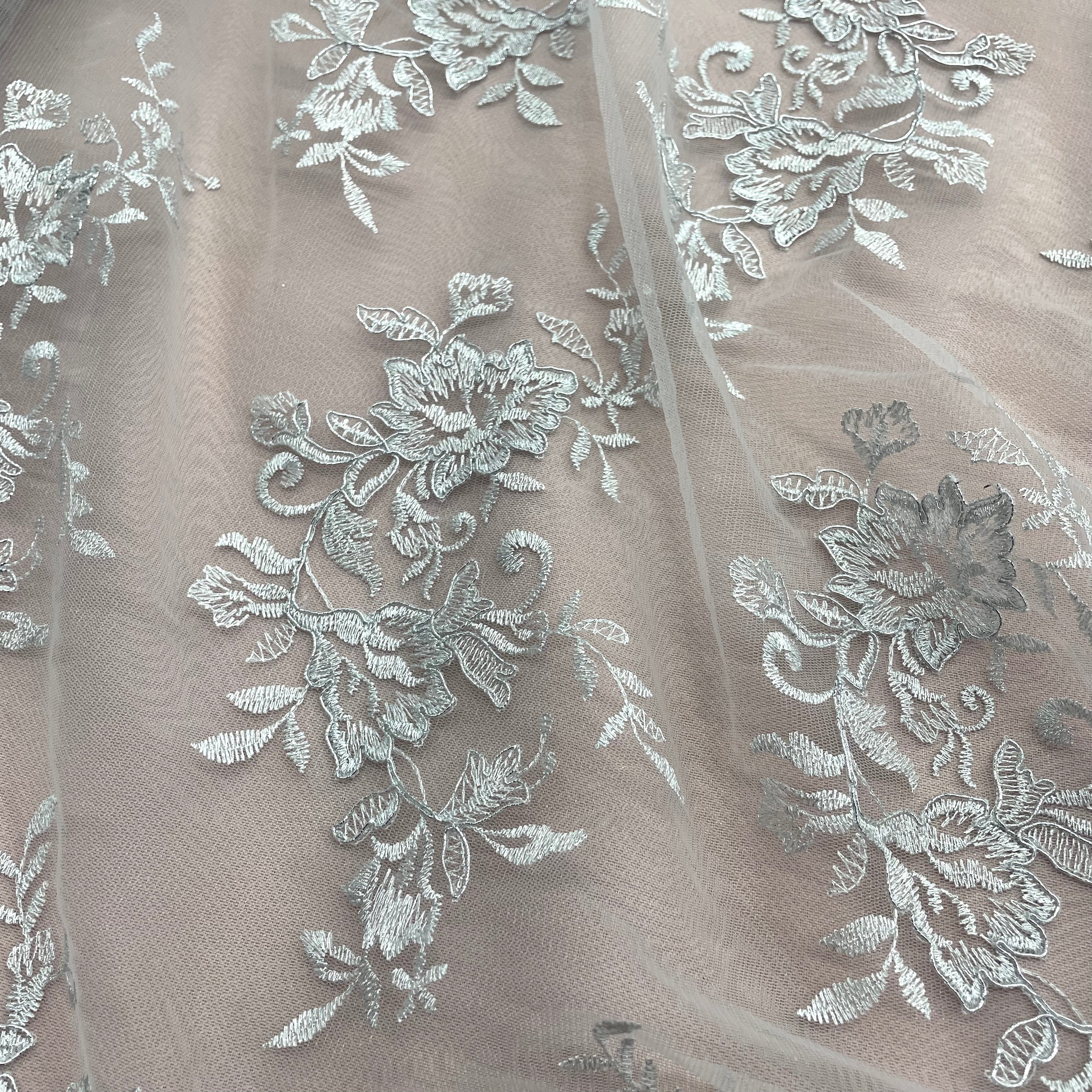 Corded Floral Lace Fabric with Scalloped Edges – Bridal & Dress Lace | Lace USA - 97154W