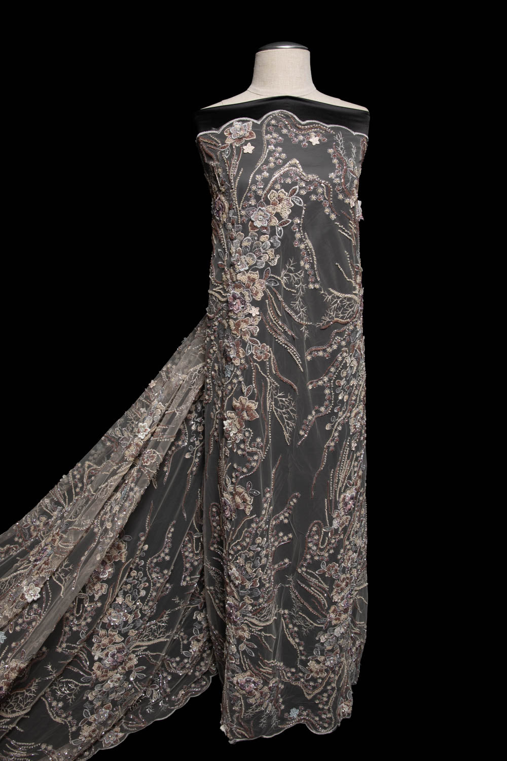 Tulle Lace Fabric Embroidered with Incredible Floral Design 52" Wide | Exquisite Fabric