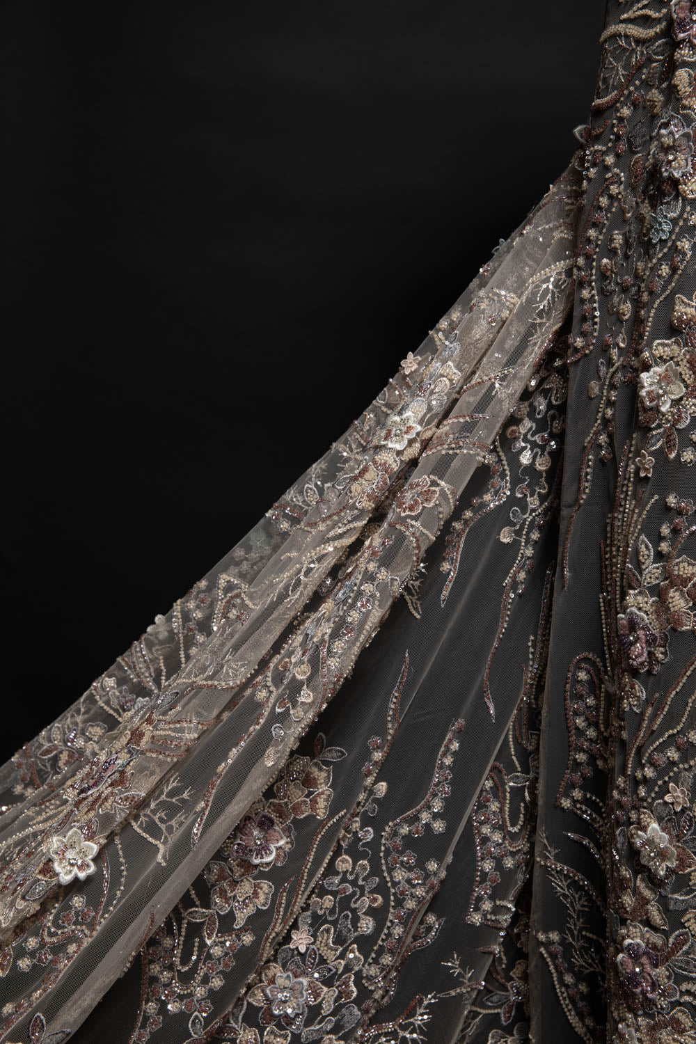 Tulle Lace Fabric Embroidered with Incredible Floral Design 52" Wide | Exquisite Fabric