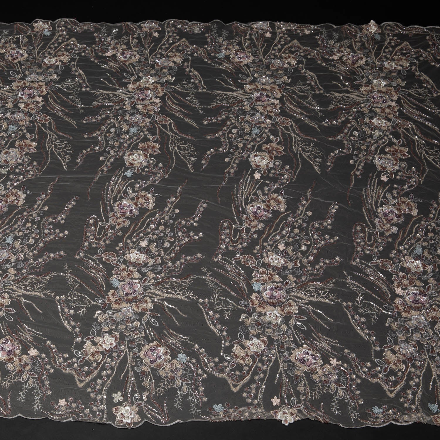 Tulle Lace Fabric Embroidered with Incredible Floral Design 52" Wide | Exquisite Fabric