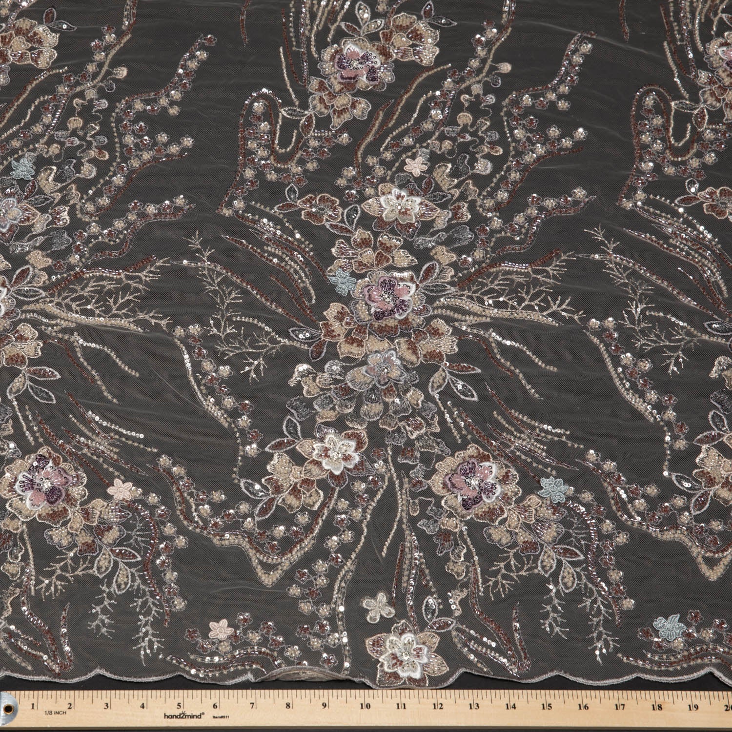 Tulle Lace Fabric Embroidered with Incredible Floral Design 52" Wide | Exquisite Fabric