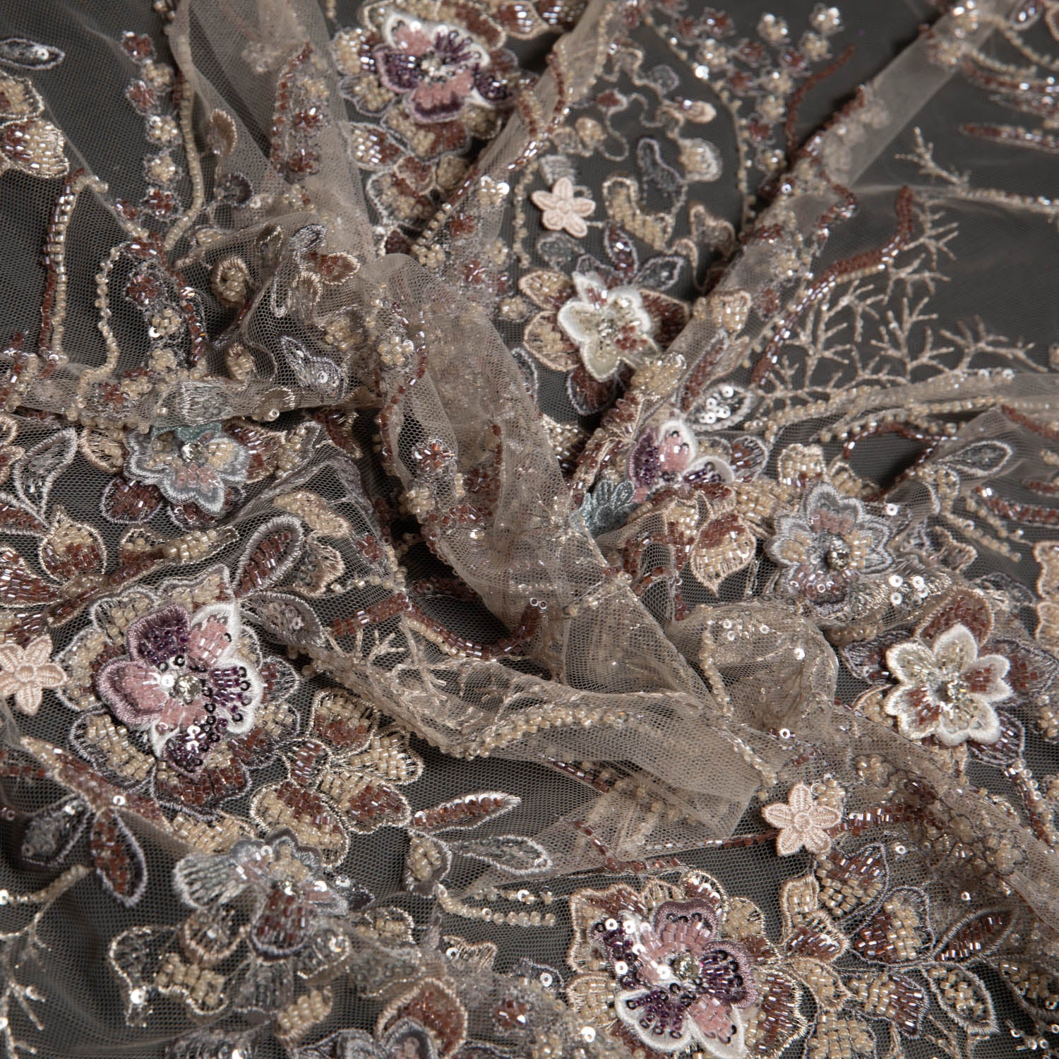 Tulle Lace Fabric Embroidered with Incredible Floral Design 52" Wide | Exquisite Fabric