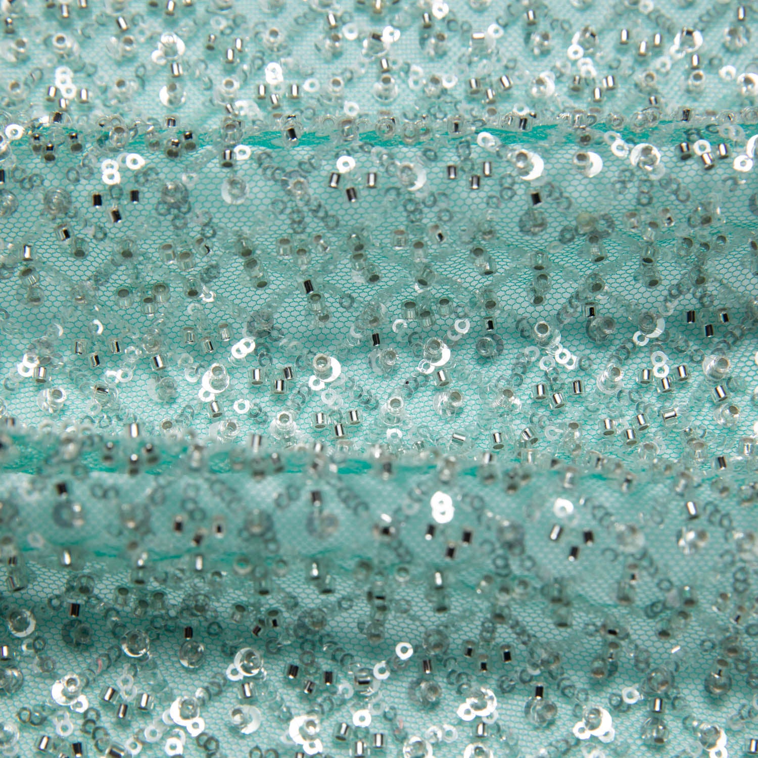 Tulle Lace Fabric Embroidered with Sequins and Exquisite Pattern 52" Wide | Exquisite Fabric