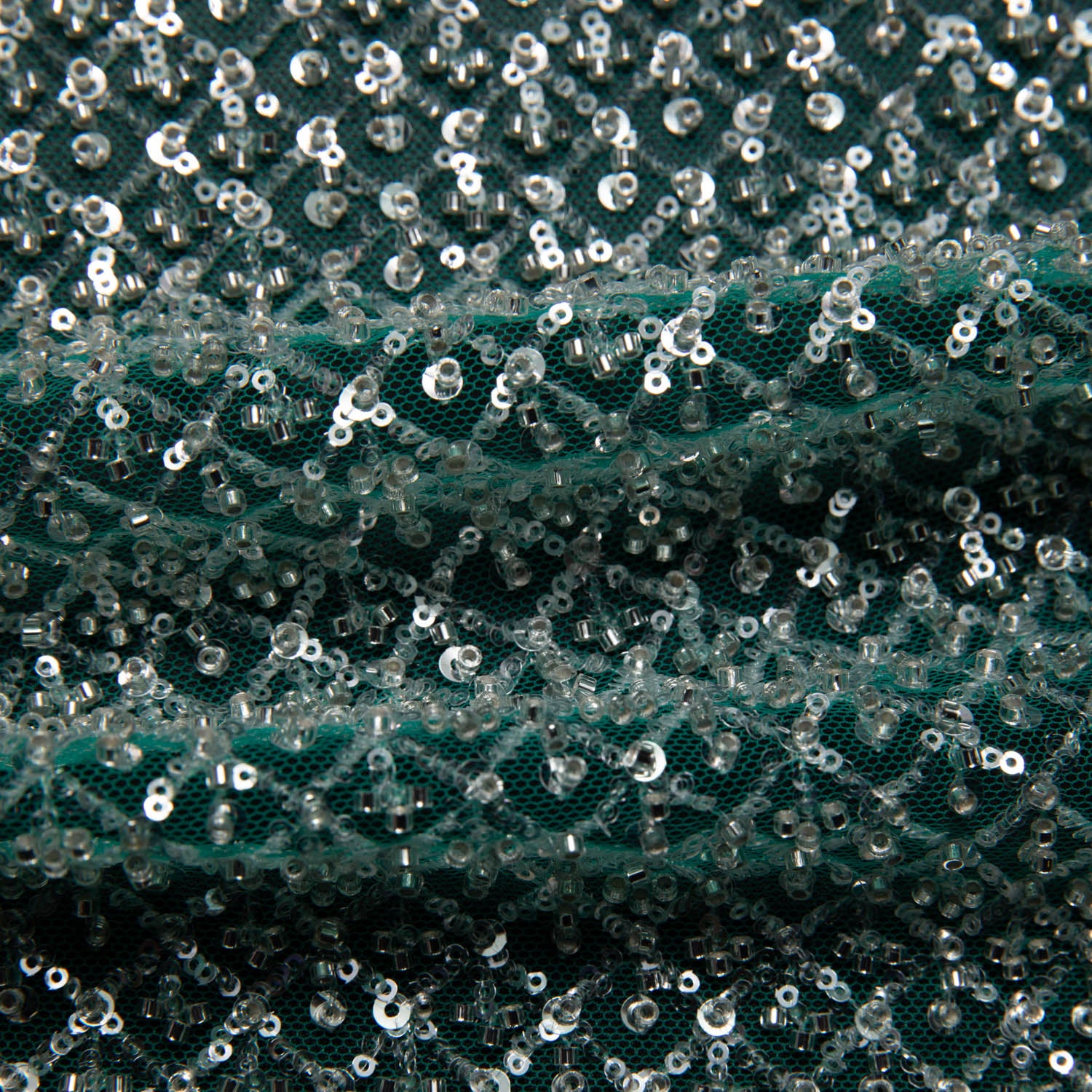 Tulle Lace Fabric Embroidered with Sequins and Exquisite Pattern 52" Wide | Exquisite Fabric