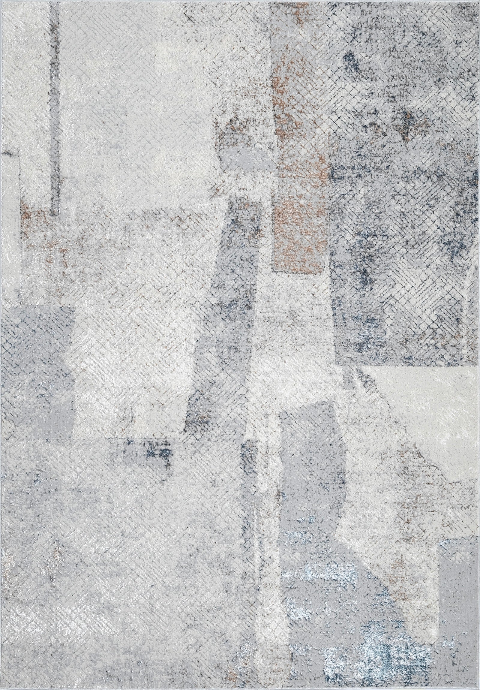 Textured Cream Rug with Two-Tone Viscose in Ivory & Gray, Bronze and Charcoal Accents - KAI 207