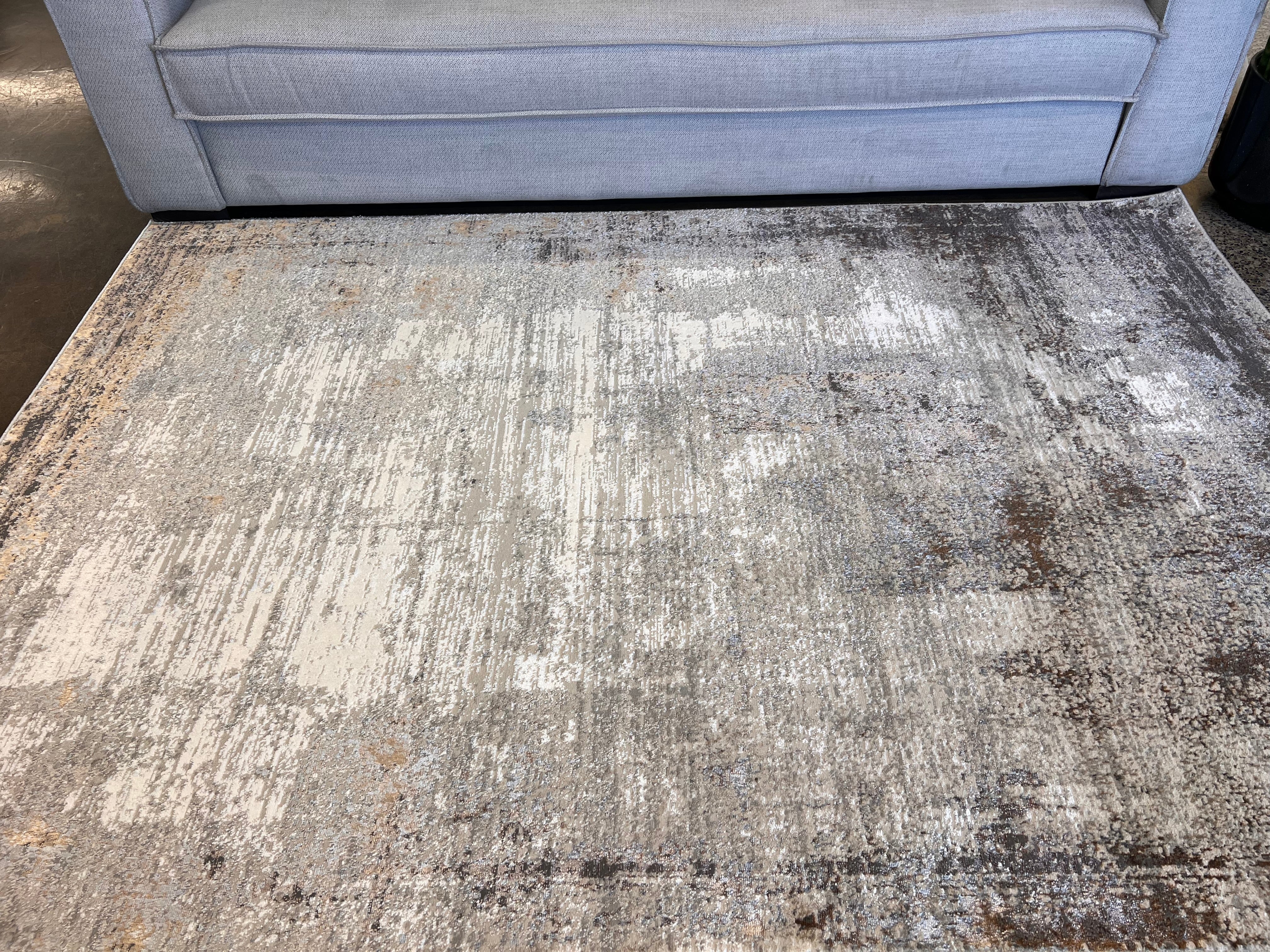 Cream & Gold Rug with Two-Tone Bronze and Copper Abstract Design - KAI 214